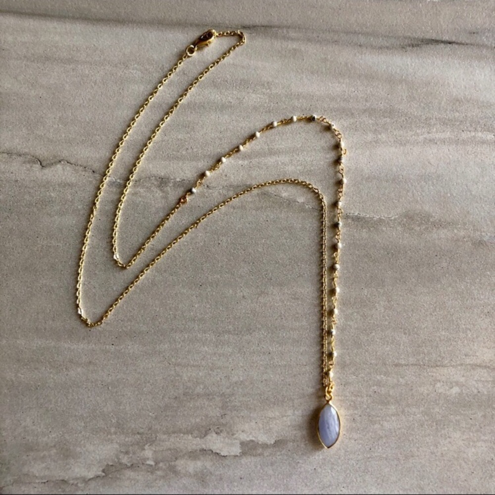 Lace Agate Rosary Bead Necklace - Picture 6 of 8